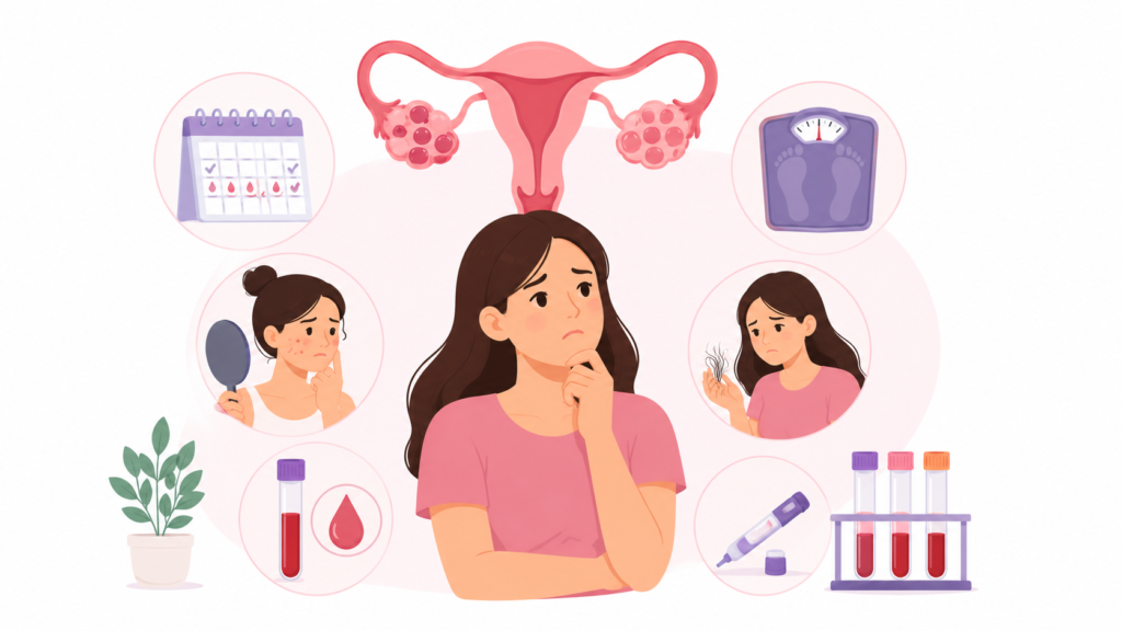 মাসিক ঠিকমতো হচ্ছে না? PCOS Test দরকার হতে পারে chatgpt image may 19, 2026, 05 30 01 pm
